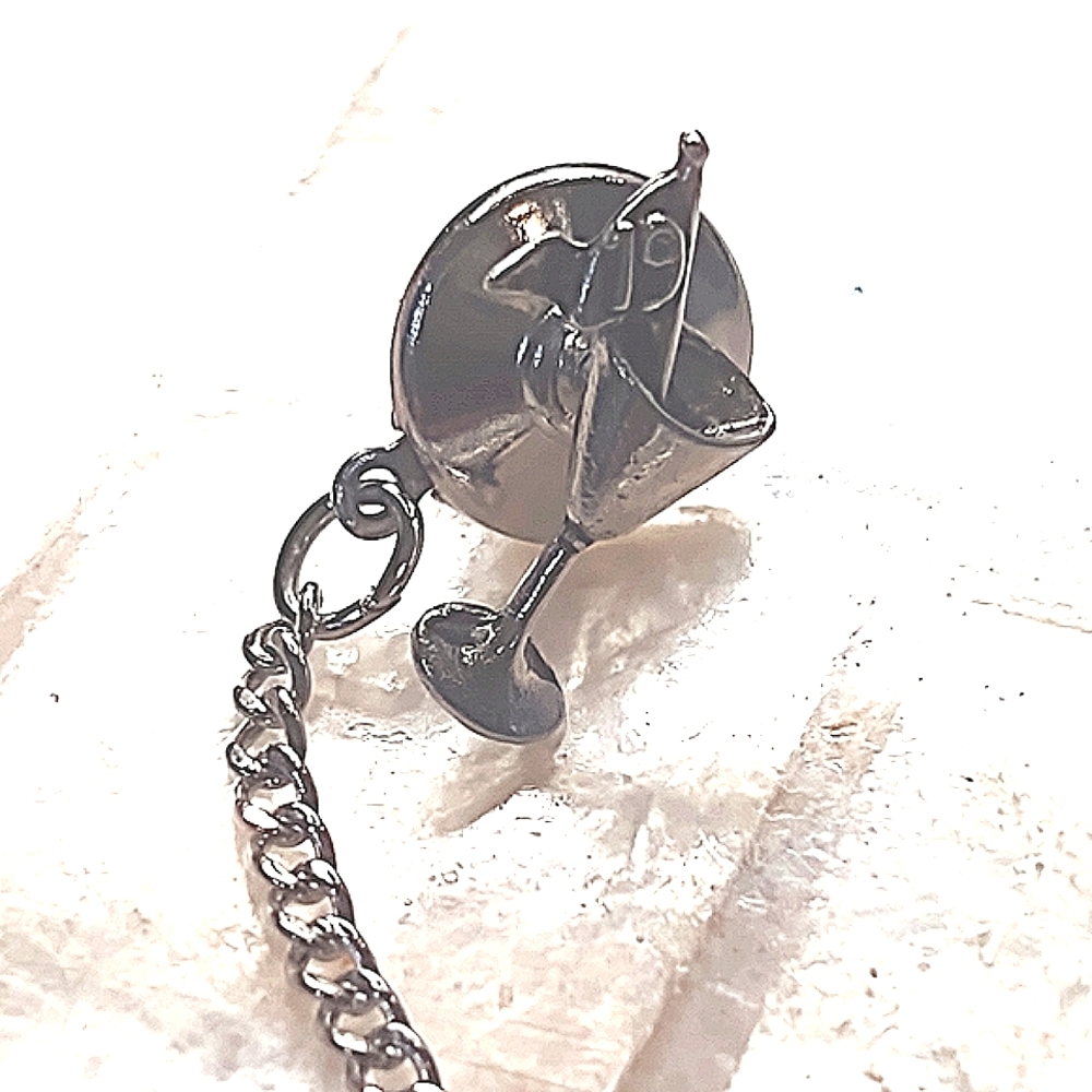Silver Metal Martini Tie Tack ⛳ 19th Hole Flag